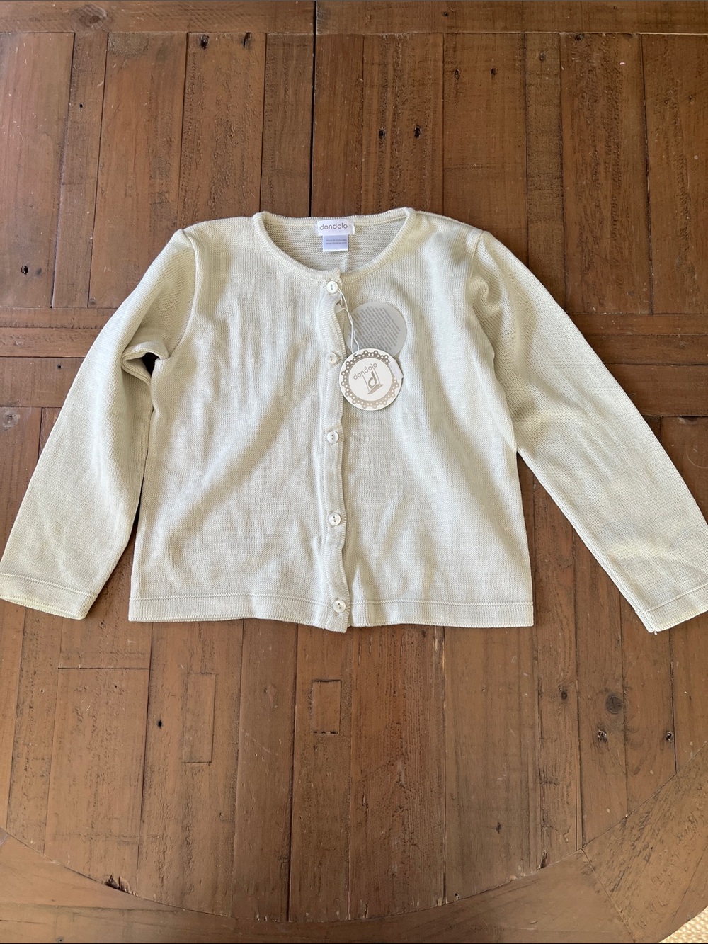Dondolo cotton ivory knit button front cardigan sweater 5 years nwt